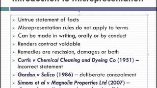 Misrepresentation Lecture 1 of 4 [upl. by Tully]